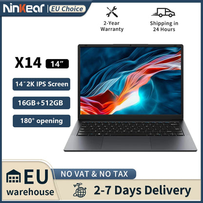 Ninkear X14 Laptop 14 Inch 2160*1400 IPS 2K Screen Intel core m3-8100Y 16GB 512GB Windows 11 General Use Productivity Notebook