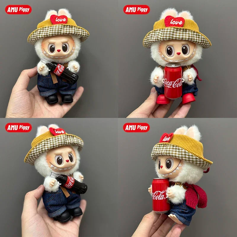 Clothes Doll DIY Accessories Pull Cloth Cola Happiness Factor Labubu Clothes Set Doll Outfit Have Shoes