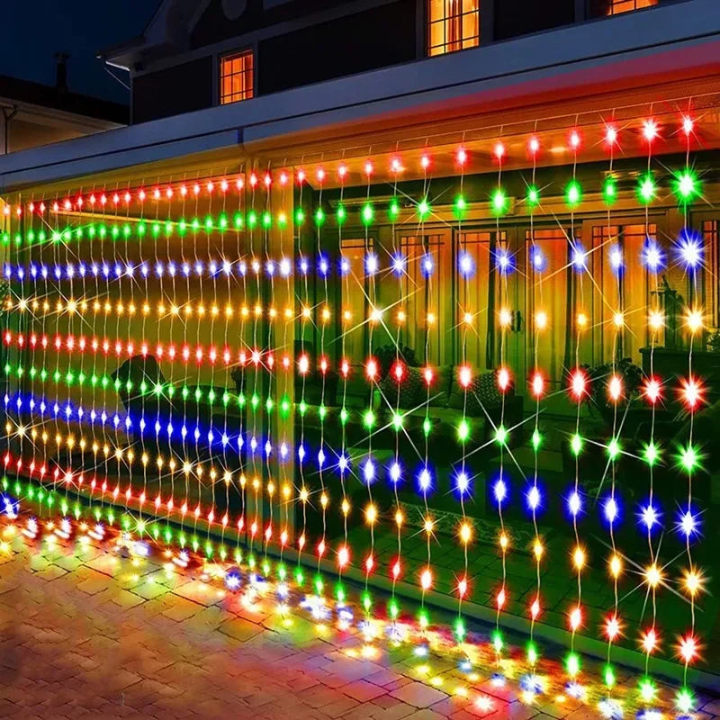 Rideau lumineux solaire 600/300/200/100LED, guirlande lumineuse féerique d'extérieur, décorations de noël et de mariage, décoration de jardin