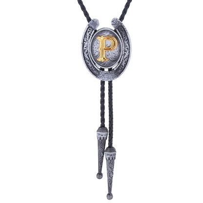 RechicGu-26 lettres Bolo pour homme, style western, cow-boy, cow-girl, cravate en cuir, collier rodéo, bijoux cadeaux, Dropshipping
