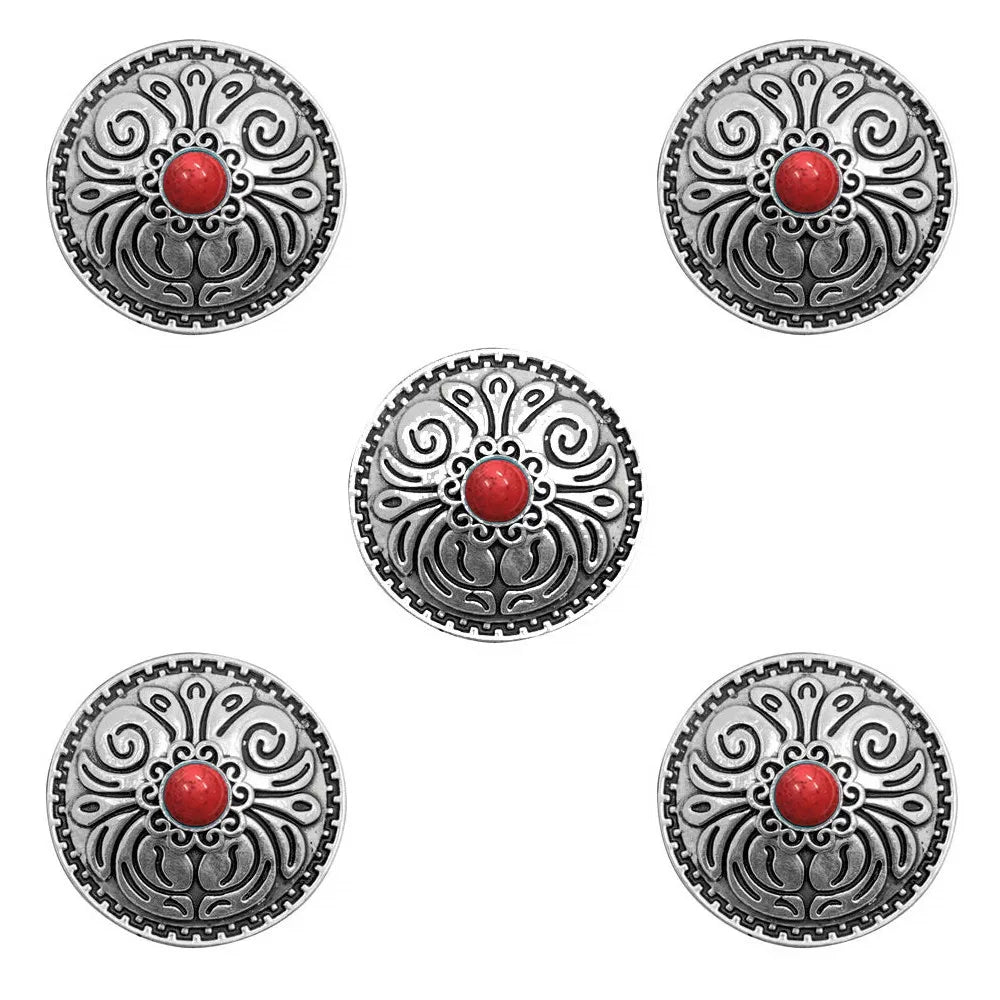5pcs Cowboy Western Texas Conchos Leather Wallet Turquoise Flower Metal Decorative Button Screw Back for Leathercraft