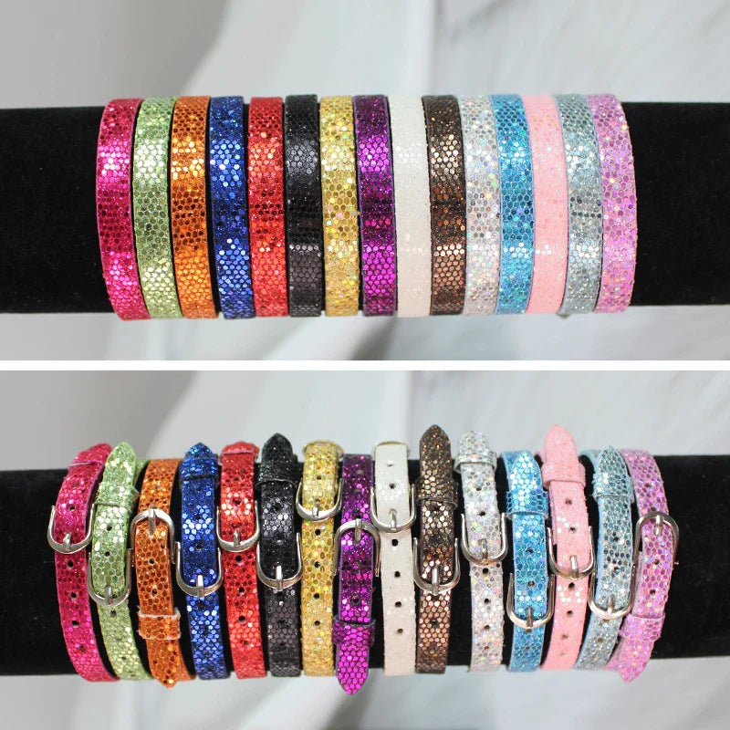 Bracelet à paillettes scintillantes, 8mm de largeur, 21cm de longueur, breloques coulissantes, lettres de l'alphabet, bijoux à bricoler soi-même, cadeau pour femmes et enfants