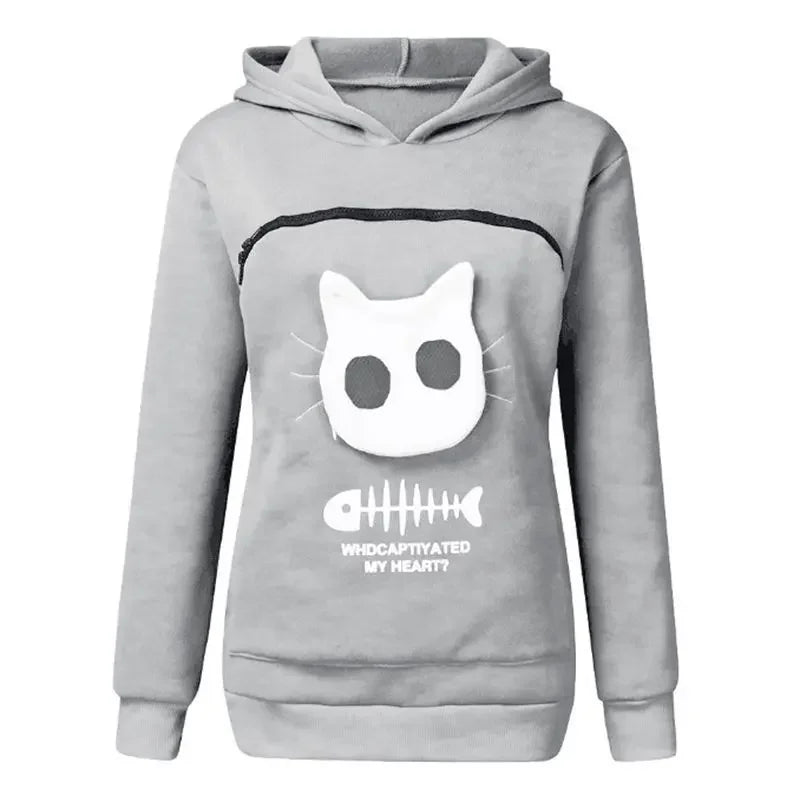 Sweatshirt Cat Lovers Hoodie Kangaroo Dog Pet Paw Pullovers Cuddle Pouch Cat Carrier Sweatshirt Pocket Animal Ear Hooded Plus