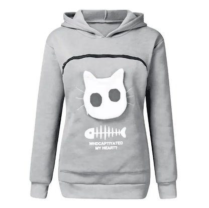 Sweatshirt Cat Lovers Hoodie Kangaroo Dog Pet Paw Pullovers Cuddle Pouch Cat Carrier Sweatshirt Pocket Animal Ear Hooded Plus