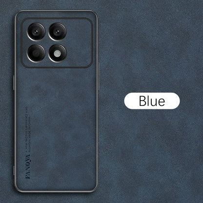 Case for Poco X6 Pro TPU Soft Frame Sheepskin Leather Back Coque for Poco X6Pro Cover Camera Protect Shockproof Protection Shell