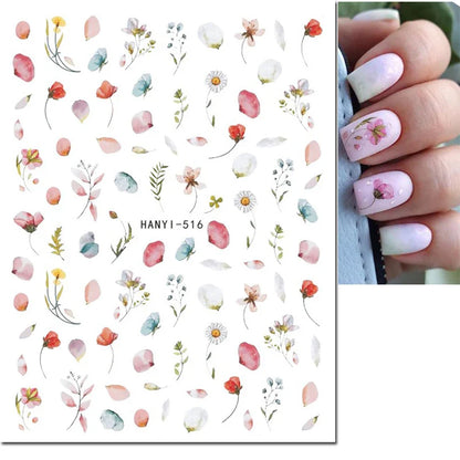 3d Nail Art Stickers Winter Autumn Golden Leaves Red Roses Flowers Decals For Nails Decoration Manicure Salon Beauty