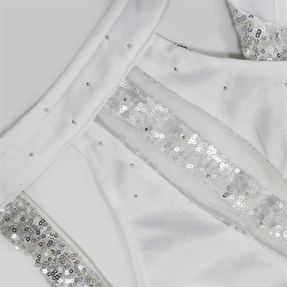 Sexy Glitter Sequins Birthday Dress Women Nightclub Party Halter Backless Feathers Sleeveless Prom Cocktail Short Dresses Robe