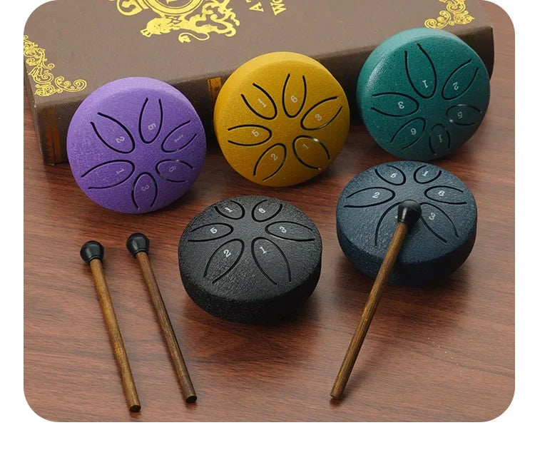 Tambour à Tongle en acier de 3 pouces, 6 tons, Instrument à main avec maillets, sons apaisants pour la méditation, le Yoga, la thérapie musicale en extérieur et en intérieur