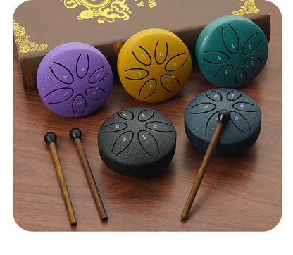 Tambour à Tongle en acier de 3 pouces, 6 tons, Instrument à main avec maillets, sons apaisants pour la méditation, le Yoga, la thérapie musicale en extérieur et en intérieur
