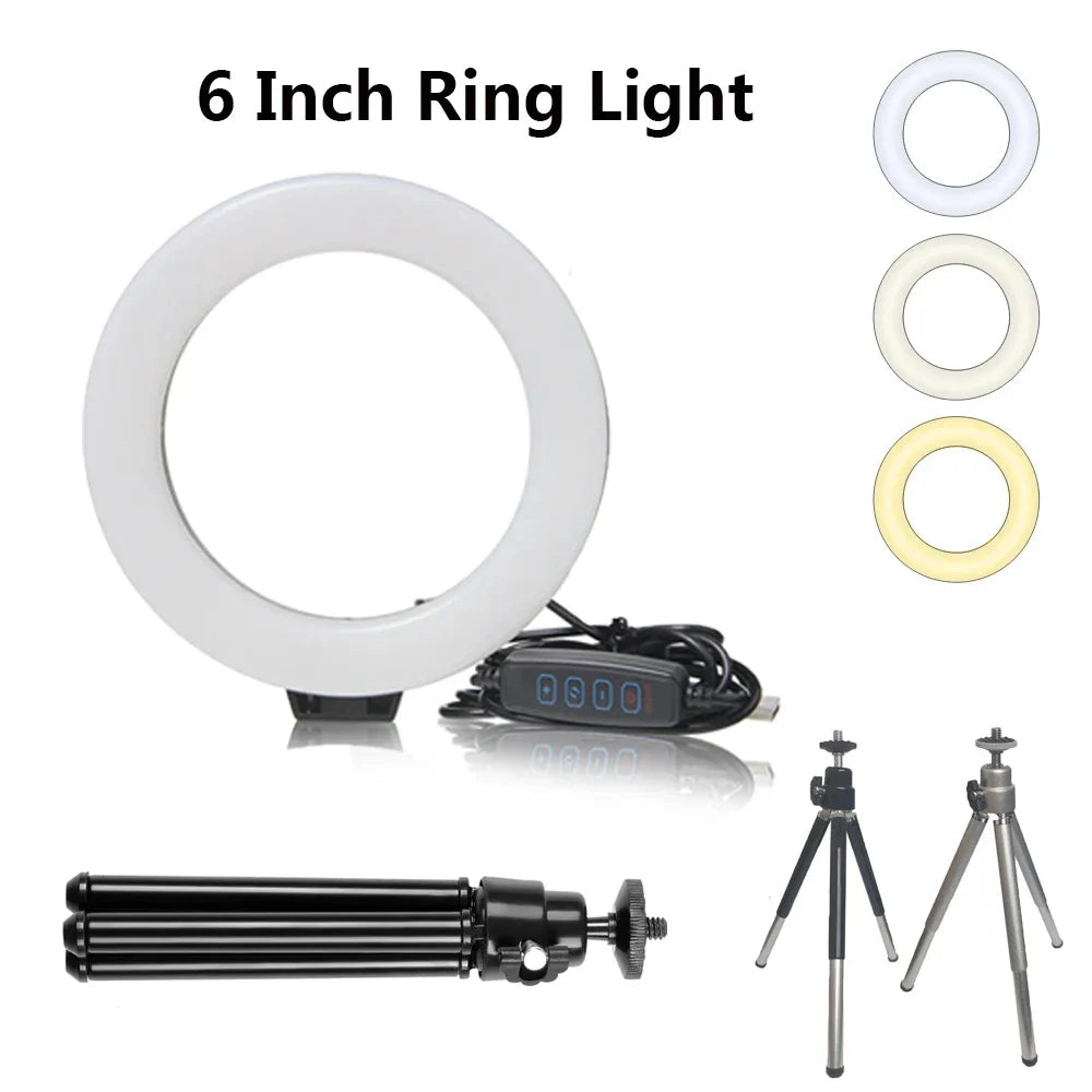 Mini Anneau Lumineux LED de 6 Pouces, Lampe Vidéo de Bureau, Prise USB, Éclairage de Photographie pour Youtube, Live, Vlog, Studio de Maquillage