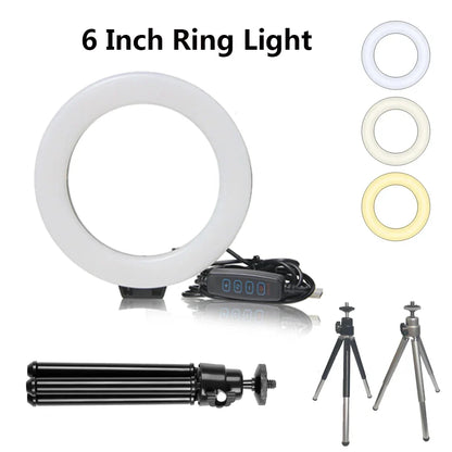 Mini Anneau Lumineux LED de 6 Pouces, Lampe Vidéo de Bureau, Prise USB, Éclairage de Photographie pour Youtube, Live, Vlog, Studio de Maquillage