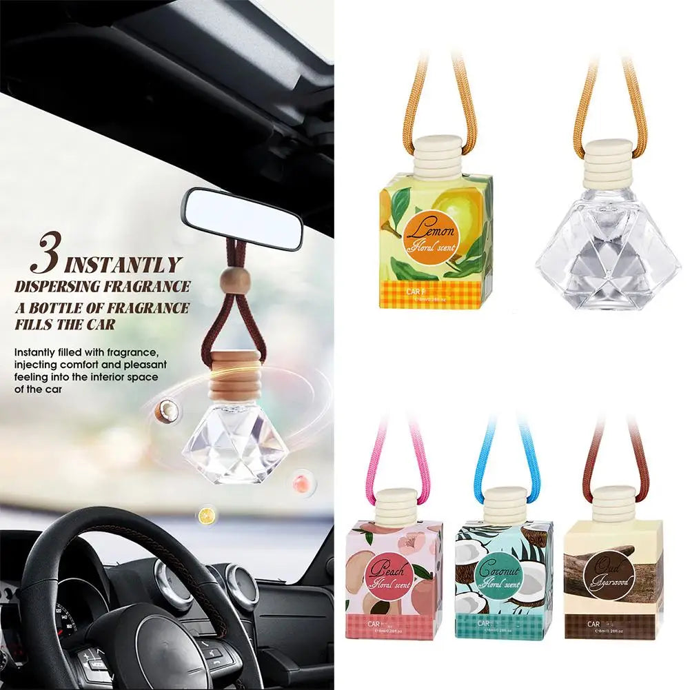 Diffuseur d'aromathérapie à suspendre pour intérieur de voiture, désodorisant de voiture, parfum longue durée pour voiture et maison Citron / Fleur de pêcher / Noix de coco / Oud