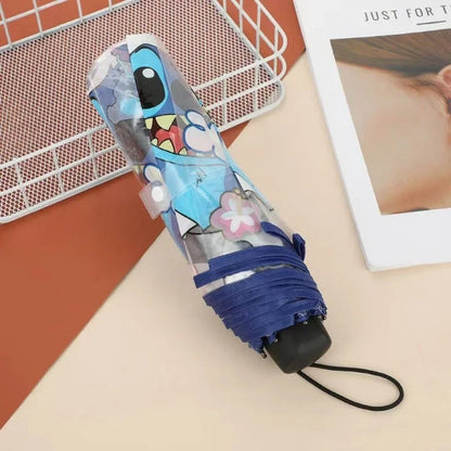 Cartoon Stitch Portable Folding Umbrella Cute Stitch Automatic Transparent Umbrellas Fashion Manual Umbrella Kid Birthday Gift