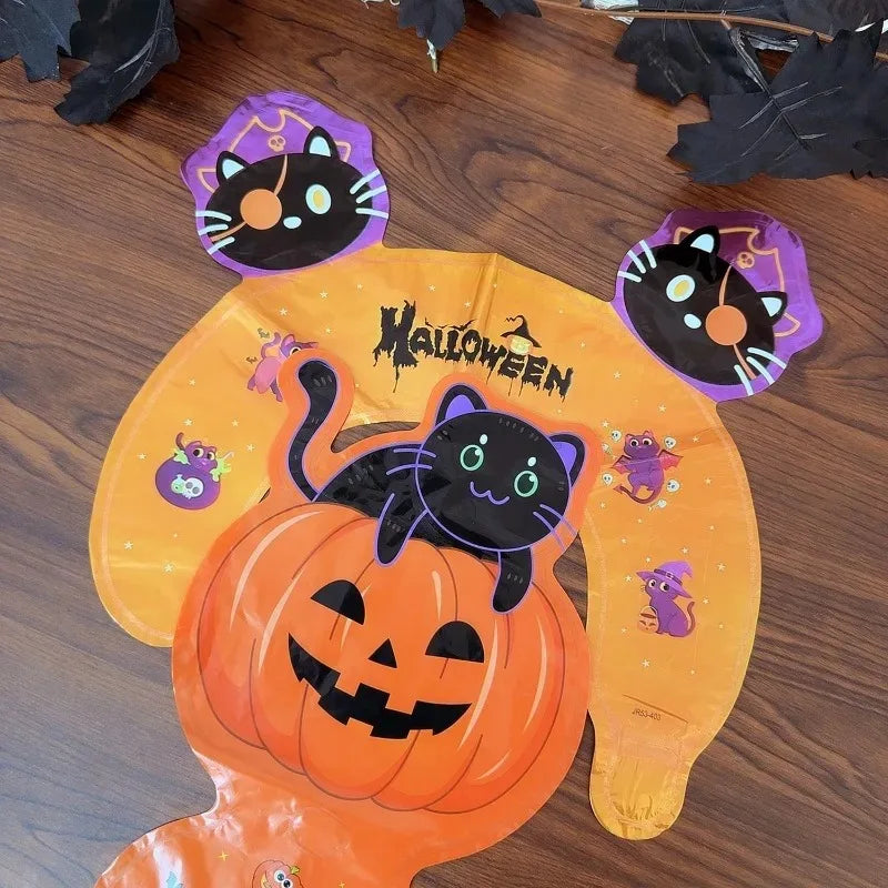 50/5pcs Halloween Balloon Headband Foil Balloons Stick Aluminum Film Inflatable Balloon Skeleton Pumpkin Hair Hoop Party Props
