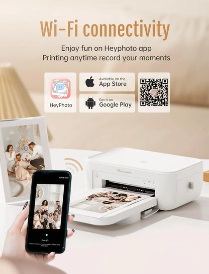 300dpi Color Photo Printer Wifi 4x6 Inch Sublimation Transfer Bluetooth Wireless Print Maker with Ribbon and Color Photo Papers
