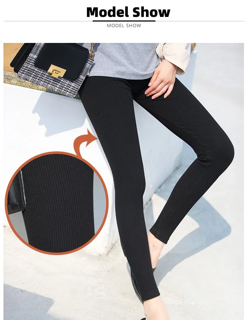 Women's Warm Winter Leggings, Thick Fleece Thermal Pants, Slim, High Waist, Elastic Tights, Solid Colors
