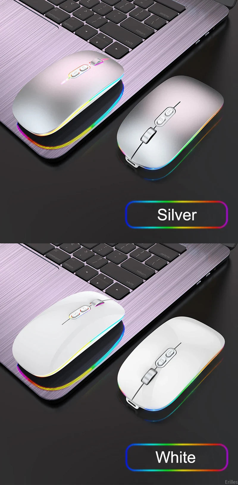 Dual Mode 2.4G Wireless Mouse One-Click Desktop Function Type-C Rechargeable Silent Backlight Mice for Laptop PC New