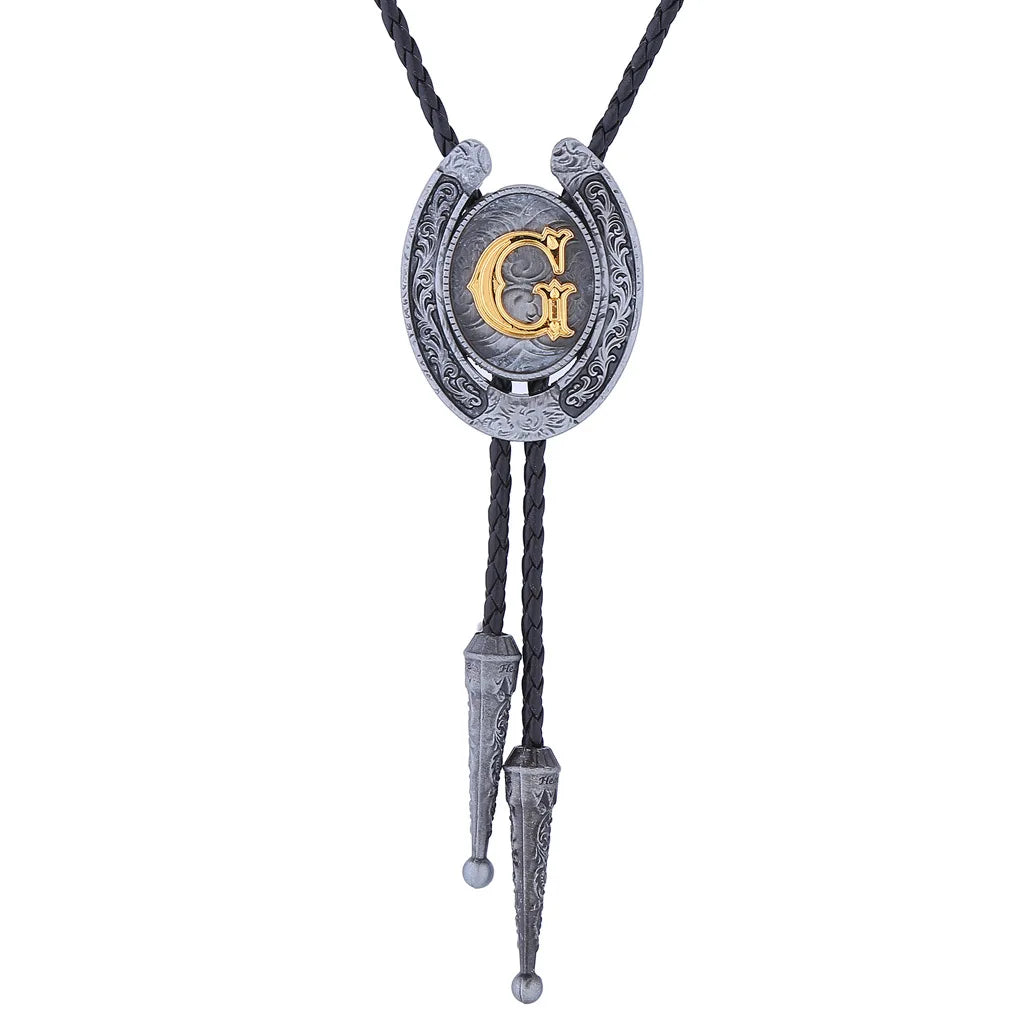 RechicGu-26 lettres Bolo pour homme, style western, cow-boy, cow-girl, cravate en cuir, collier rodéo, bijoux cadeaux, Dropshipping