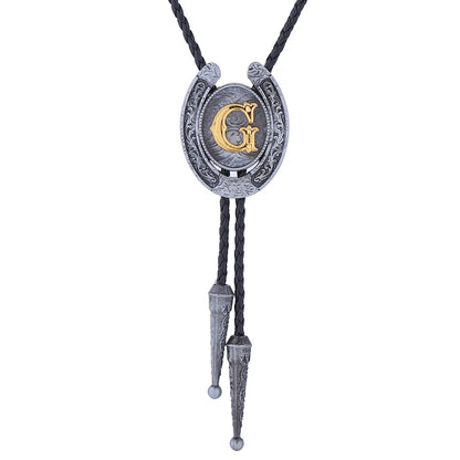 RechicGu-26 lettres Bolo pour homme, style western, cow-boy, cow-girl, cravate en cuir, collier rodéo, bijoux cadeaux, Dropshipping