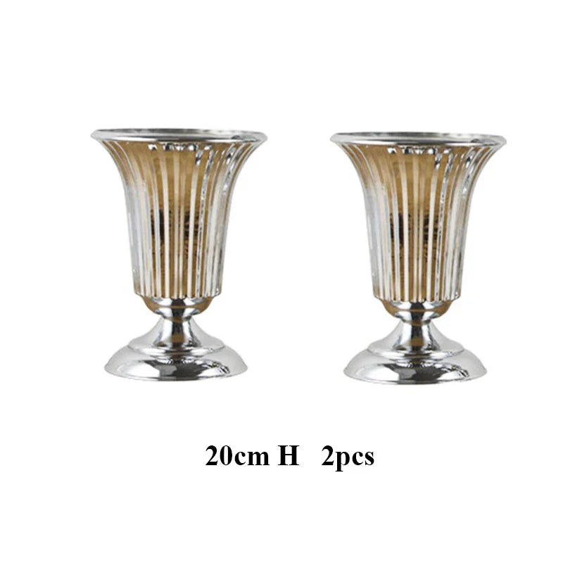 PEANDIM Luxury Silver Flower Vase Home Vase Desktop Craft Flower Arrangement Decoration Wedding Party Christmas Flower Rack