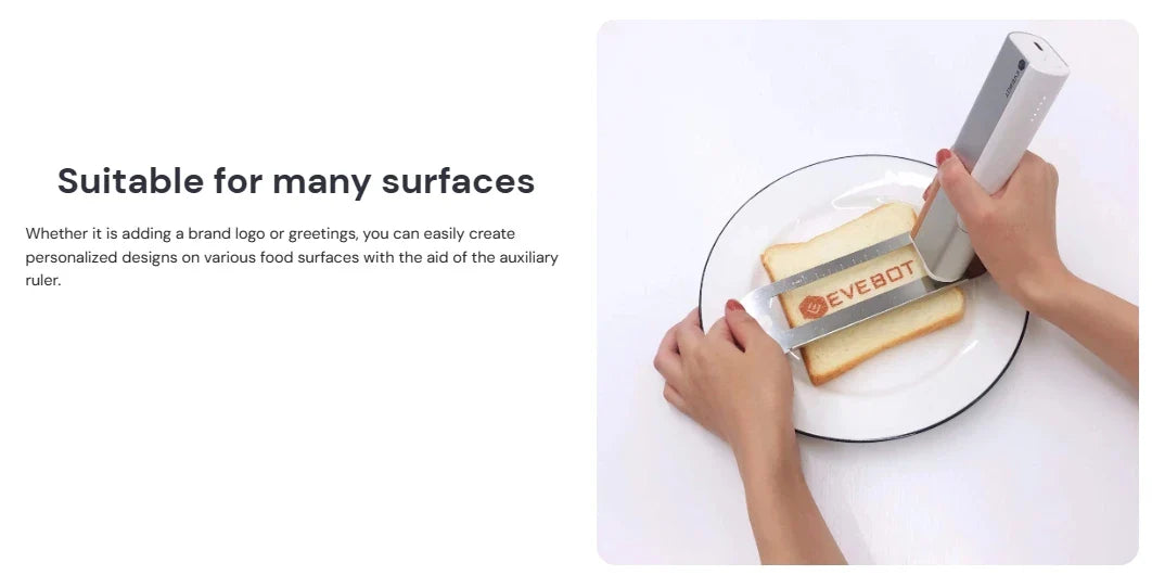 Evebot Food-grade Portable PrintPen Handheld Inkjet Printer Specifically for Food Surfaces Perfect for Coffee Macaron Cakes