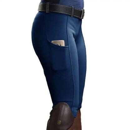 Clothes Anti-pilling Equestrian Pants Slim Elastic Horse Racing Trousers Skinny with Phone Pocket Equestrian Breeches Camping
