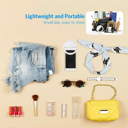 Lampe LED portable avec chargeur USB pour objectif de téléphone, anneau lumineux pour Selfie, diffusion en direct, vidéo, lumière d'appoint pour tous les smartphones