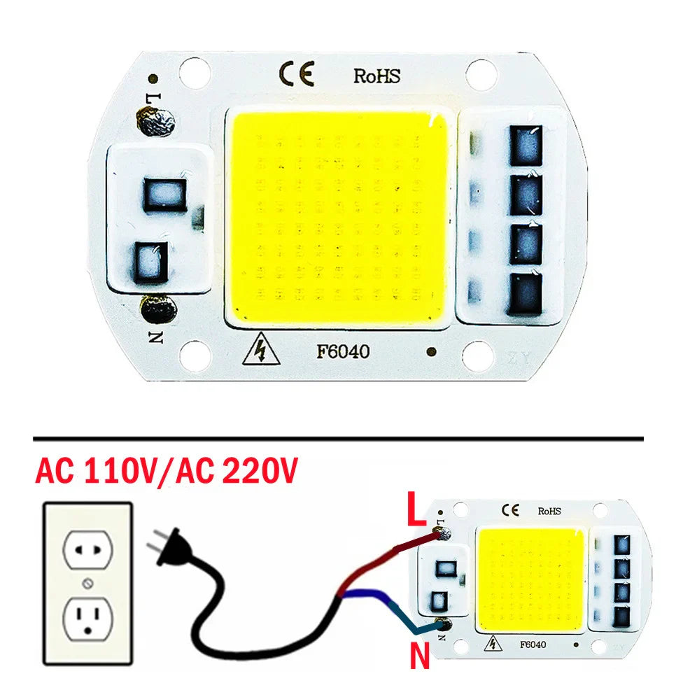 LED COB lampe perle 20W 30W 50W 220V IP65 IC intelligent pas besoin de pilote bricolage projecteur LED ampoule projecteur extérieur puce lampe plus brillante