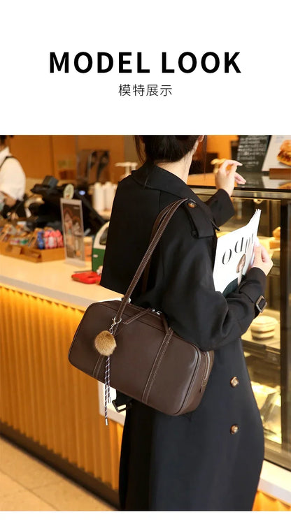 Sacs à bandoulière en cuir véritable de vache pour femmes, sacs à main de luxe de styliste de mode pour dames, sac à main rétro en cuir de vache Boston pour les déplacements
