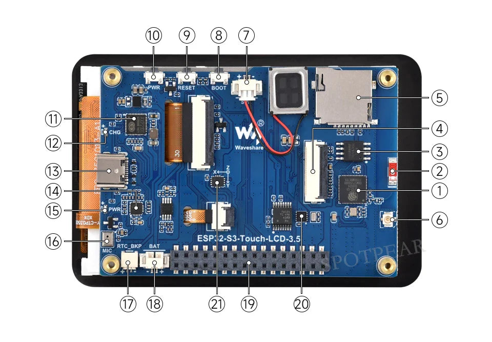 ESP32-S3 Development Board 3.5inch LCD Touch Screen Display  N16R8  AI Voice Chat Robot BOX 6-Axis /Camera /SD