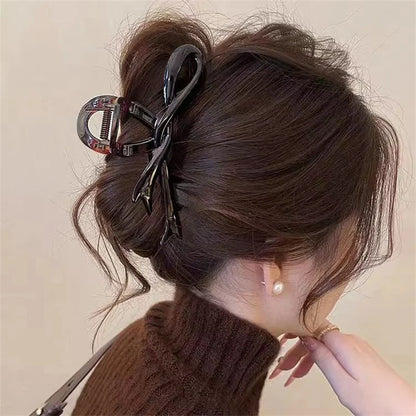 Pinces à cheveux crabe en ruban acrylique de 13 cm, nœud, pinces à cheveux brillantes, accessoires de coiffure, épingles à cheveux, queue de cheval de requin pour femmes