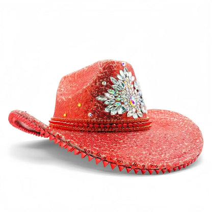 HongLuan Western rouge luxe Cowboy chapeau strass femme pour Cowgirl Costume, Cowboy chapeaux femmes et Cowboy accessoires pour homme