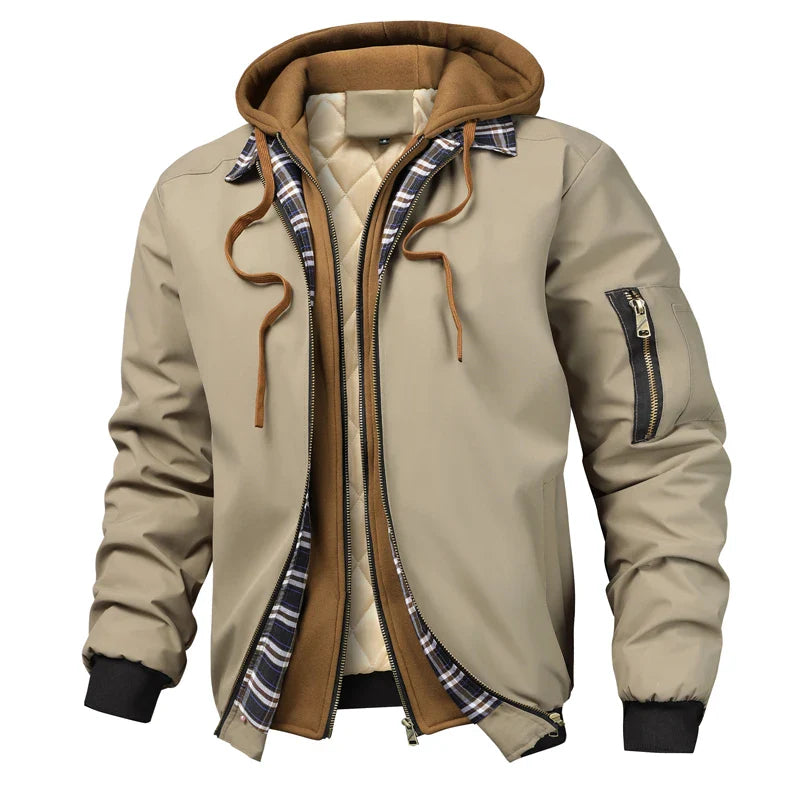 Veste bomber chaude pour homme, coupe-vent épais, à capuche, pour l'extérieur, la randonnée, le sport, thermique, fermeture éclair, collection automne-hiver