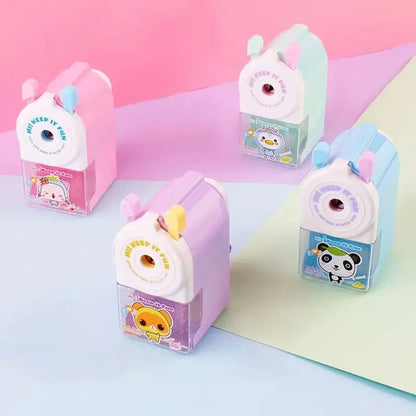Cute Cartoon Animal Pencil Sharpener - Hand-Cranked Mechanical Tool, Anti-Sticking Lead, Auto-Lead Feed, Ideal School Supply & K