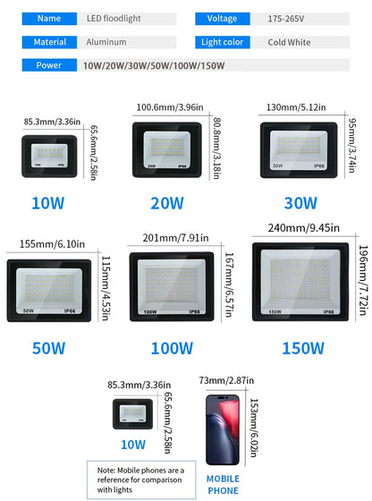 LED projecteur 10W 20W 30W 50W 100W AC 220V LED projecteur IP66 étanche réflecteur projecteur réverbère lampe de jardin extérieure