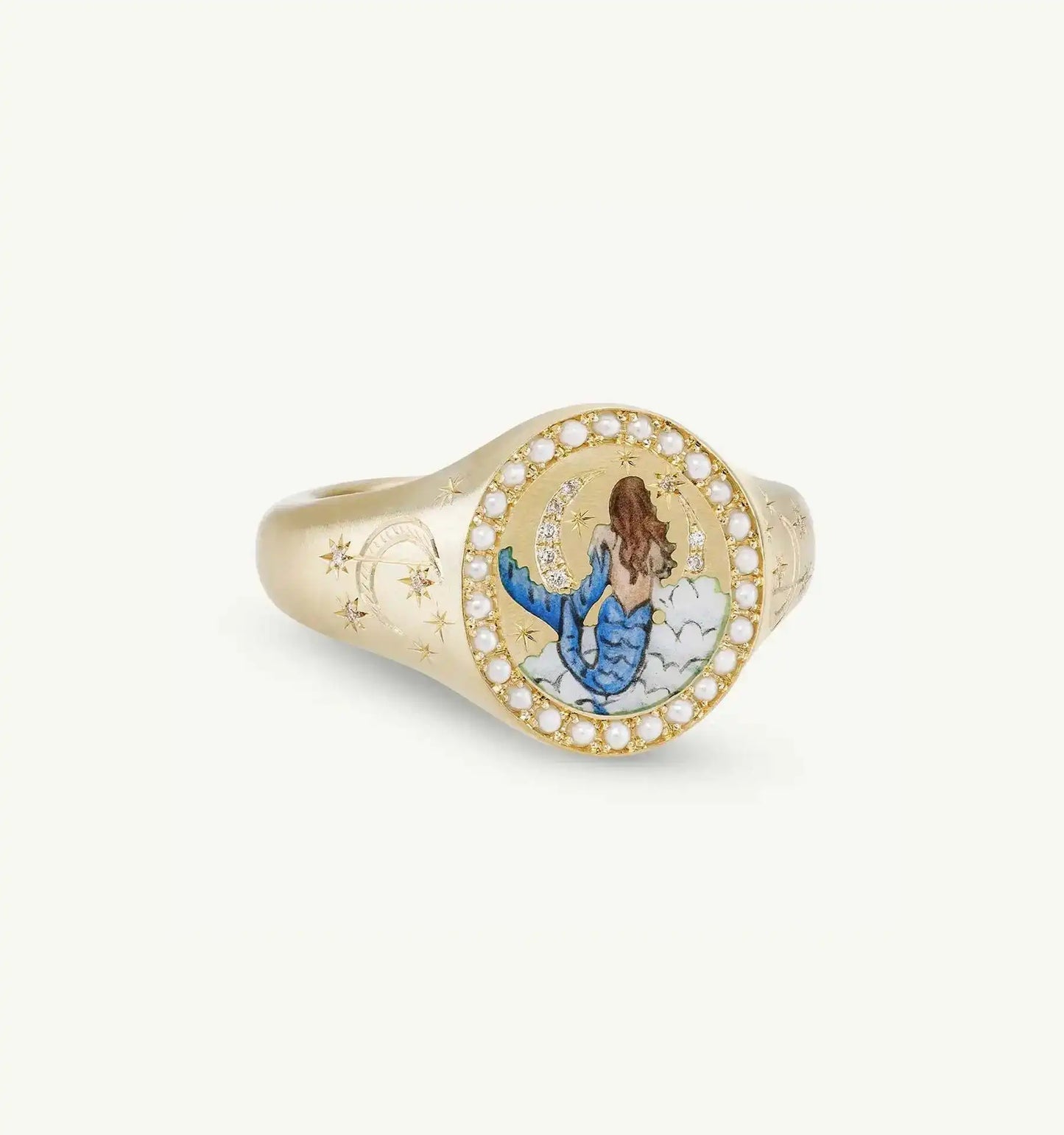 Fashionable and popular stainless steel painted ring, for Valentine's Day, Lion, Mermaid, Love, gold plated, women's jewelry, тильц®