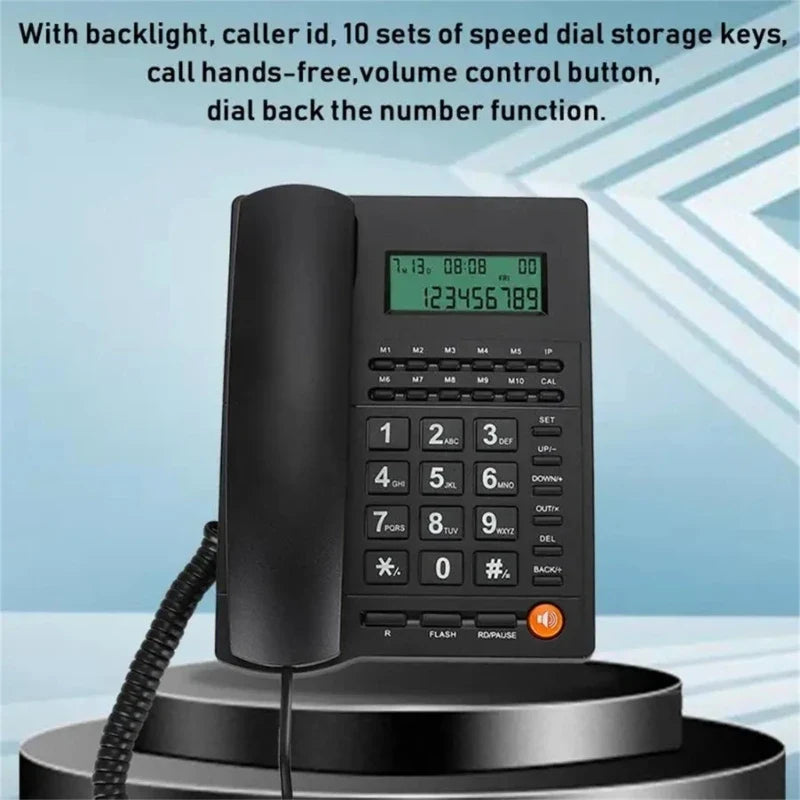 Téléphone fixe filaire DX11 avec grosses touches et identification de l'appelant, téléphone fixe pour bureau, hôtel, réception