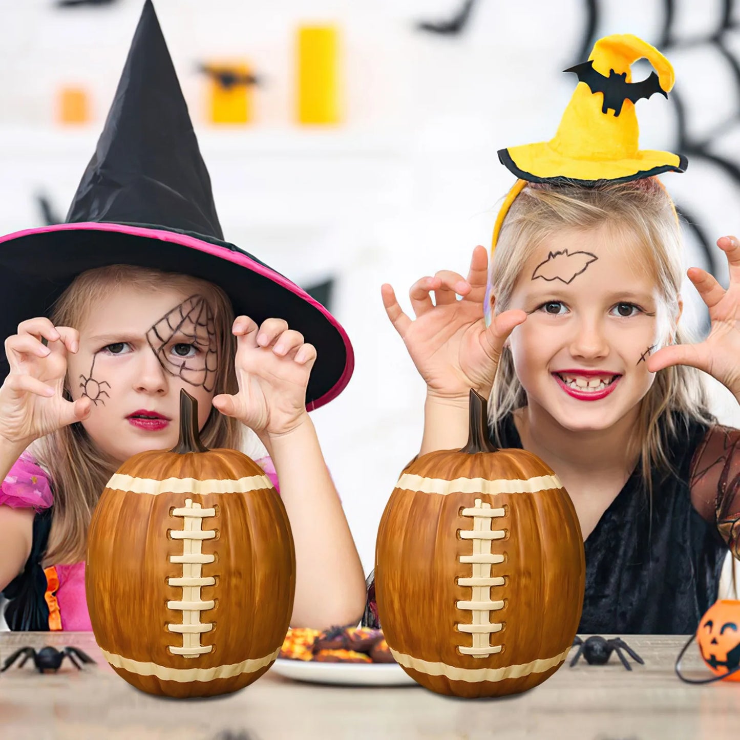 Décorations de citrouille de football d'Halloween, décoration de bureau créative pour salle, accessoires décoratifs d'ambiance de fête d'Halloween