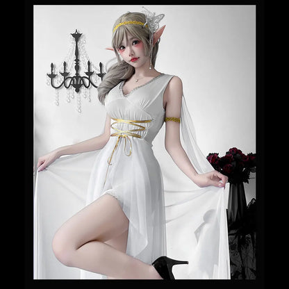 Greek goddess medieval dress Halloween costume; elf dress; Cleopatra; Athena performance outfit.