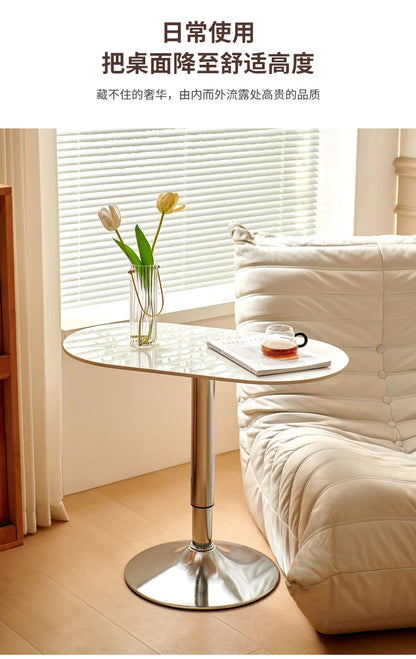 Nordic Wooden Lift Rotating Table, Bedside Table, Solid Rolling Computer Table, Carbon Steel Legs, Tea Table