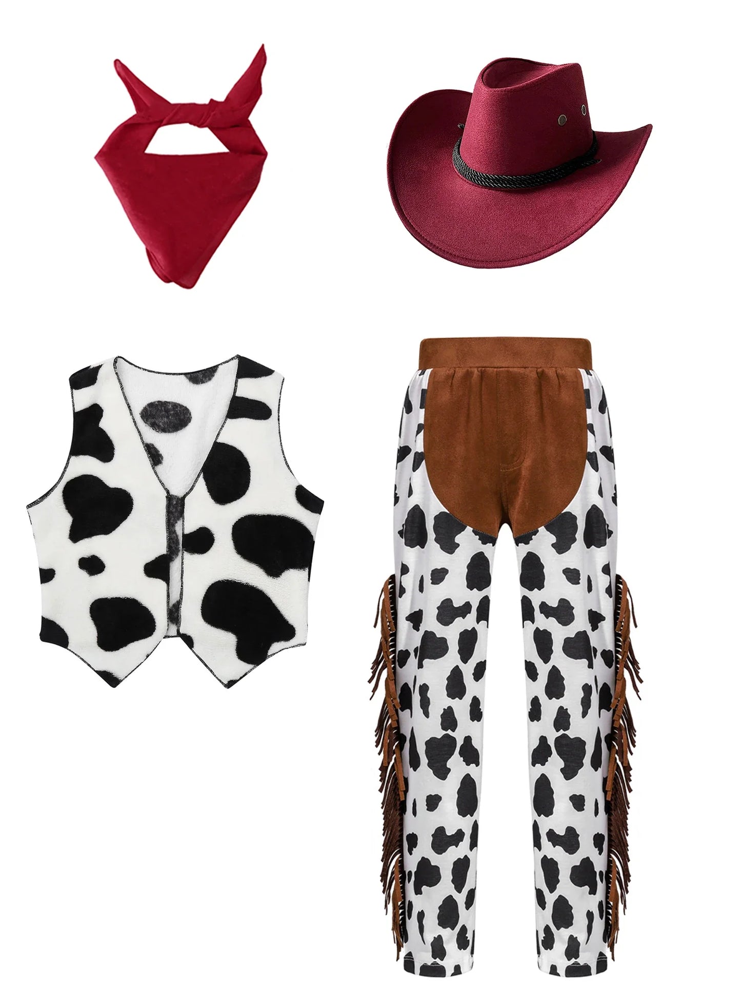 Costumes de Cowboy Western pour Enfants, Tenue de Cowboy pour Bol et Garçons, Chaps Pantalon avec Glaand Bandana Chapeau, Cowgirls fur s Up, ixd'Halloween