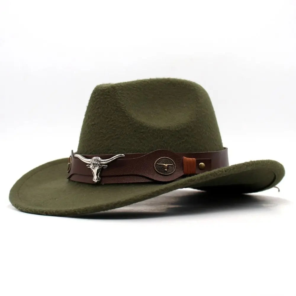 Chapeau de cowboy occidental en laine réglable, grand bord, large bord, jazz, solide, cosplay de fête de document, casquettes à visière extérieure
