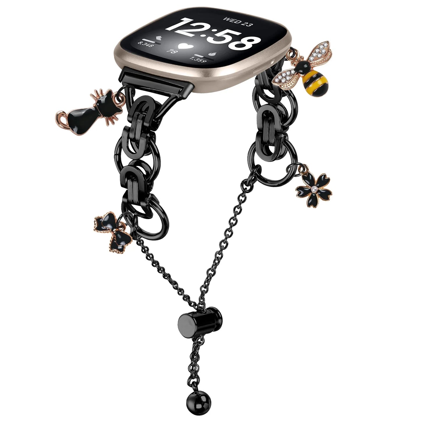 Metal Bracelet Charm Strap Compatible with  Fitbit Versa 3/Versa 4 Fashion Watches Decorations for Fitbit Sense/sense 2