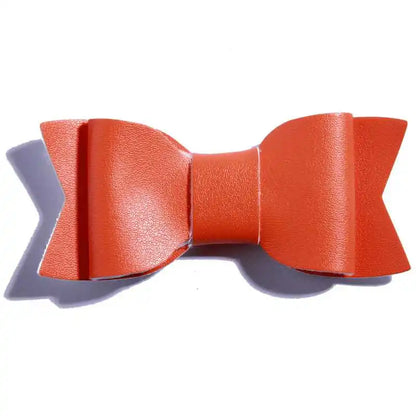 7.5CM Hot Sale Synthetic PU Leather Bows Knot For Hair Accessories Hair Bow With Clip For Headbands U Pick