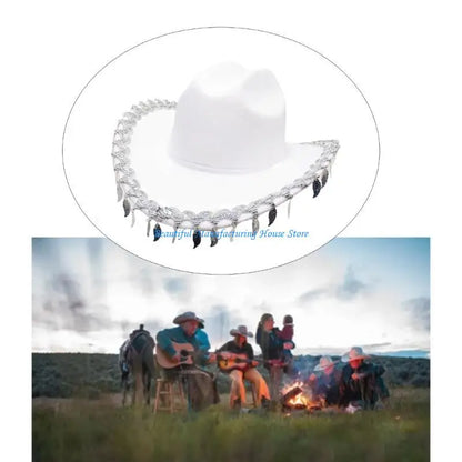 E56A chapeau Cowboy chapeau Cowgirl occidental chapeaux à franges pour Costume fête pour femmes