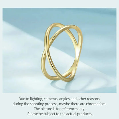 Breathtaking 14K Gold Plated X Ring - Elegant Minimalist 925 Sterling Silver Cross Ring For Women - Promise Jewelry Scr543