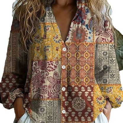 Women's casual western ethnic style commuter long-sleeved shirt