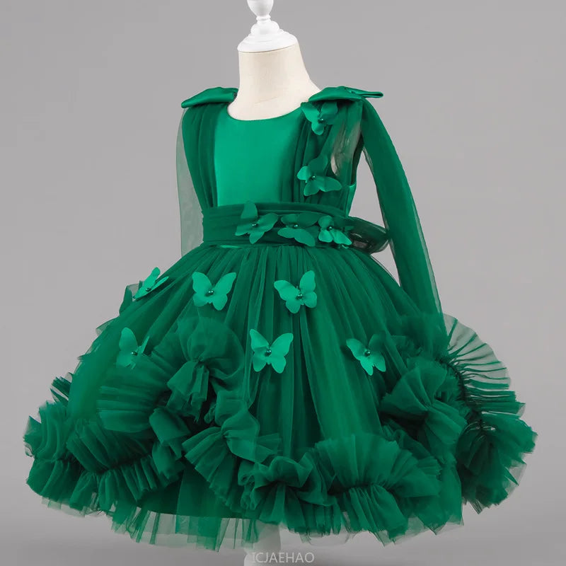 Robe de soirée 2025, robe de princesse pour filles, tenue de concours de fleurs, piano, Recital, anniversaire, mariage, jupe de ballerine, occasion formelle