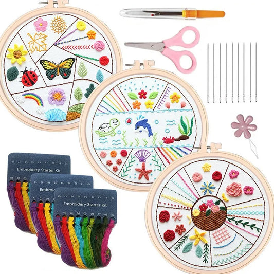 DIY Embroidery Stitchou Practice Kit Handmade Embroidery Starter for Beginner Hand Stitchou Embroidery Skill Techniques