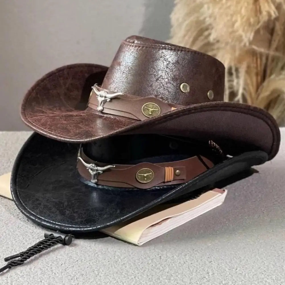 Men's and Women's Classic Retro Western Cowboy Hat, Men's and Women's Rivet Jazz Cap, Summer and Autumn Visors, Party Cosplay Hat